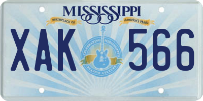 MS license plate XAK566