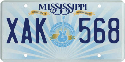 MS license plate XAK568