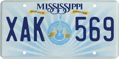 MS license plate XAK569