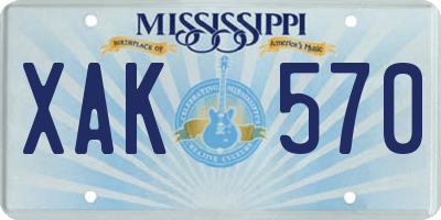 MS license plate XAK570
