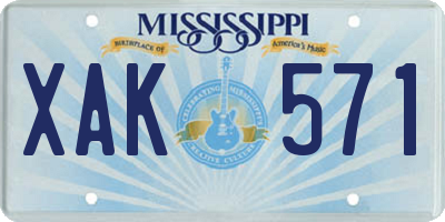 MS license plate XAK571