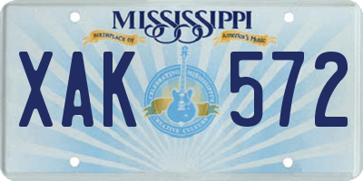 MS license plate XAK572