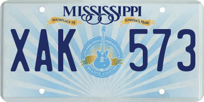 MS license plate XAK573