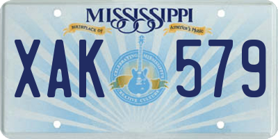 MS license plate XAK579