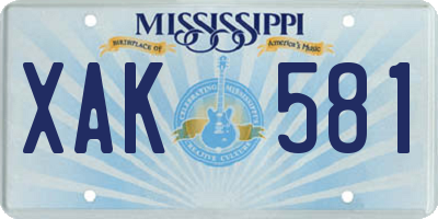 MS license plate XAK581