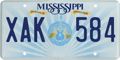 MS license plate XAK584