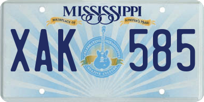 MS license plate XAK585