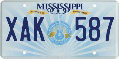 MS license plate XAK587