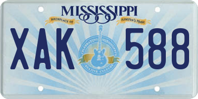 MS license plate XAK588