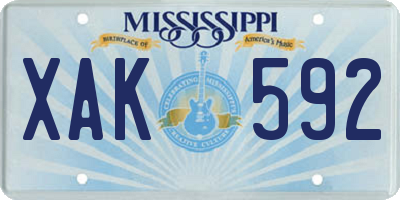 MS license plate XAK592
