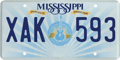 MS license plate XAK593