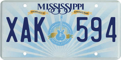 MS license plate XAK594