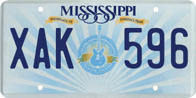 MS license plate XAK596