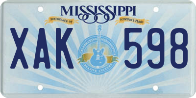 MS license plate XAK598
