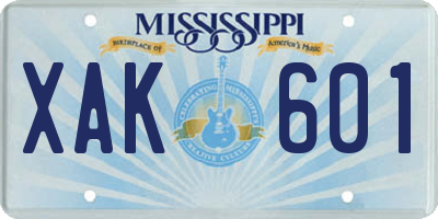 MS license plate XAK601