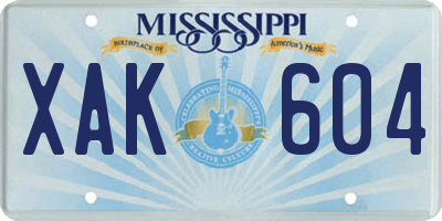 MS license plate XAK604