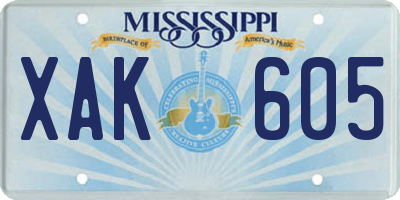 MS license plate XAK605