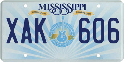 MS license plate XAK606
