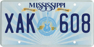 MS license plate XAK608