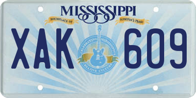 MS license plate XAK609