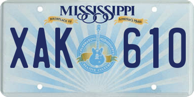 MS license plate XAK610
