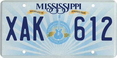 MS license plate XAK612