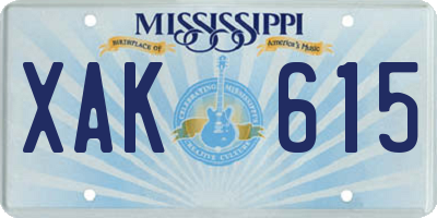 MS license plate XAK615