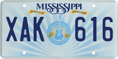 MS license plate XAK616