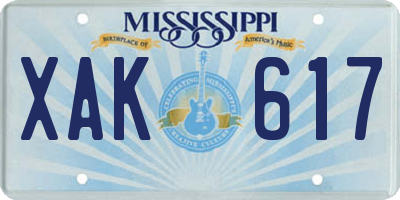 MS license plate XAK617