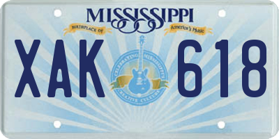 MS license plate XAK618