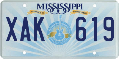 MS license plate XAK619