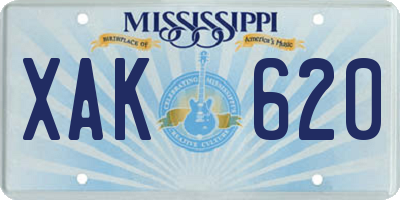 MS license plate XAK620