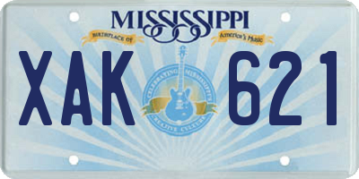 MS license plate XAK621