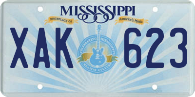 MS license plate XAK623