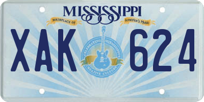 MS license plate XAK624
