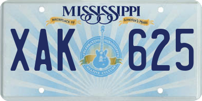 MS license plate XAK625