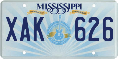 MS license plate XAK626