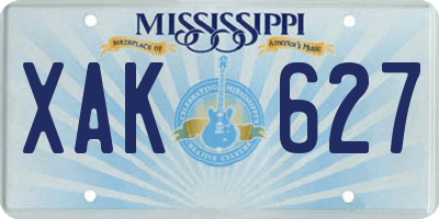 MS license plate XAK627