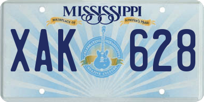 MS license plate XAK628