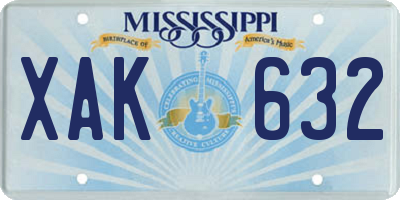 MS license plate XAK632