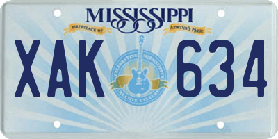 MS license plate XAK634