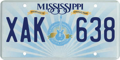 MS license plate XAK638