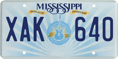 MS license plate XAK640
