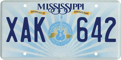 MS license plate XAK642