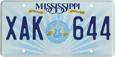 MS license plate XAK644