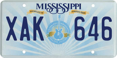 MS license plate XAK646