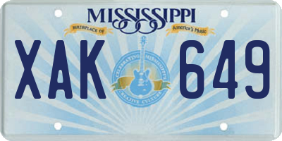 MS license plate XAK649