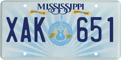 MS license plate XAK651