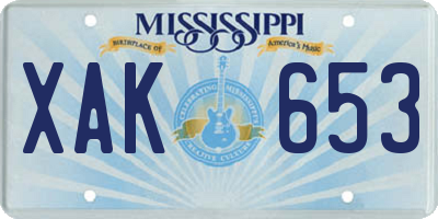 MS license plate XAK653