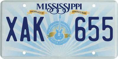 MS license plate XAK655
